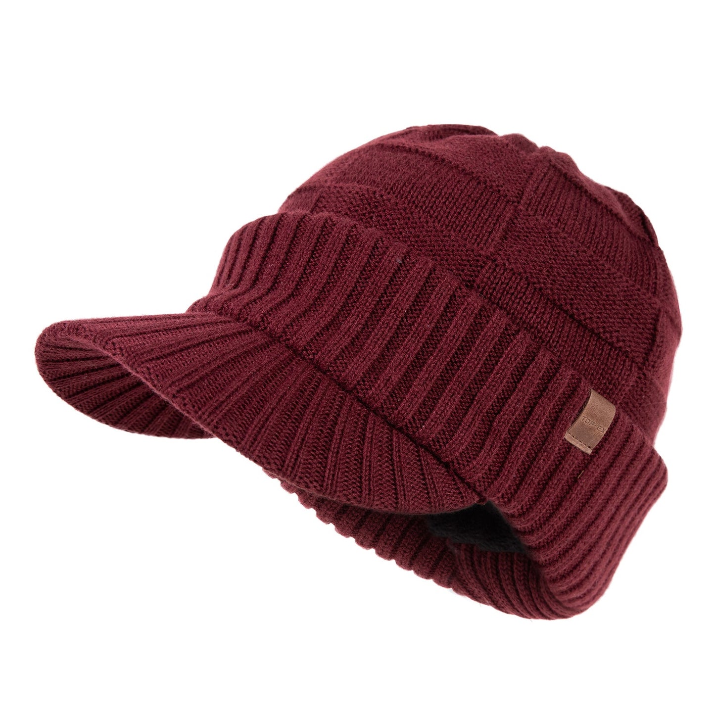 DryKnit™ Waterproof Merino Wool Beanie with Brim – Fleece Lined Winter Hat for Large Heads