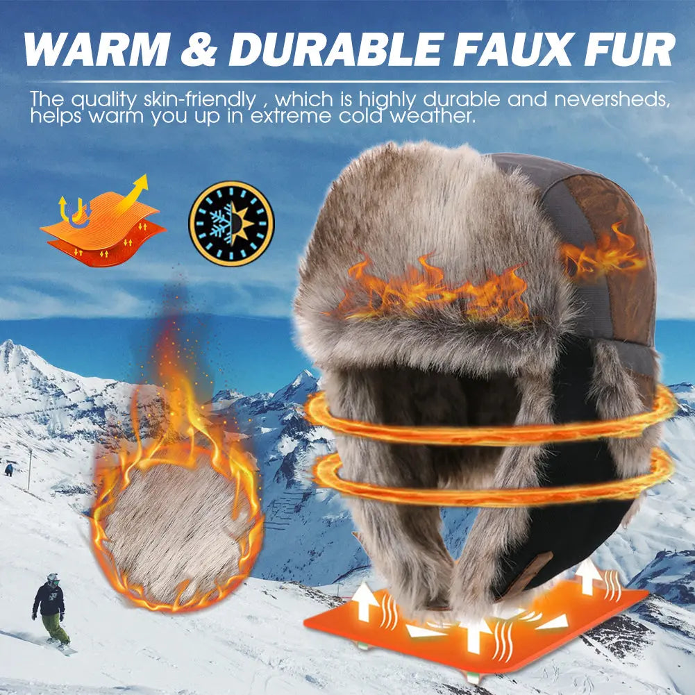 TOP-EX Mens Hunting Trapper Hats Winter Warm Earflap Ushanka Russian Hiking Skiing TOP-EX