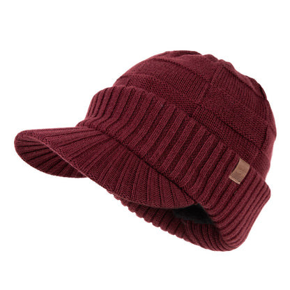 DryKnit™ Waterproof Merino Wool Beanie with Brim – Fleece Lined Winter Hat for Large Heads