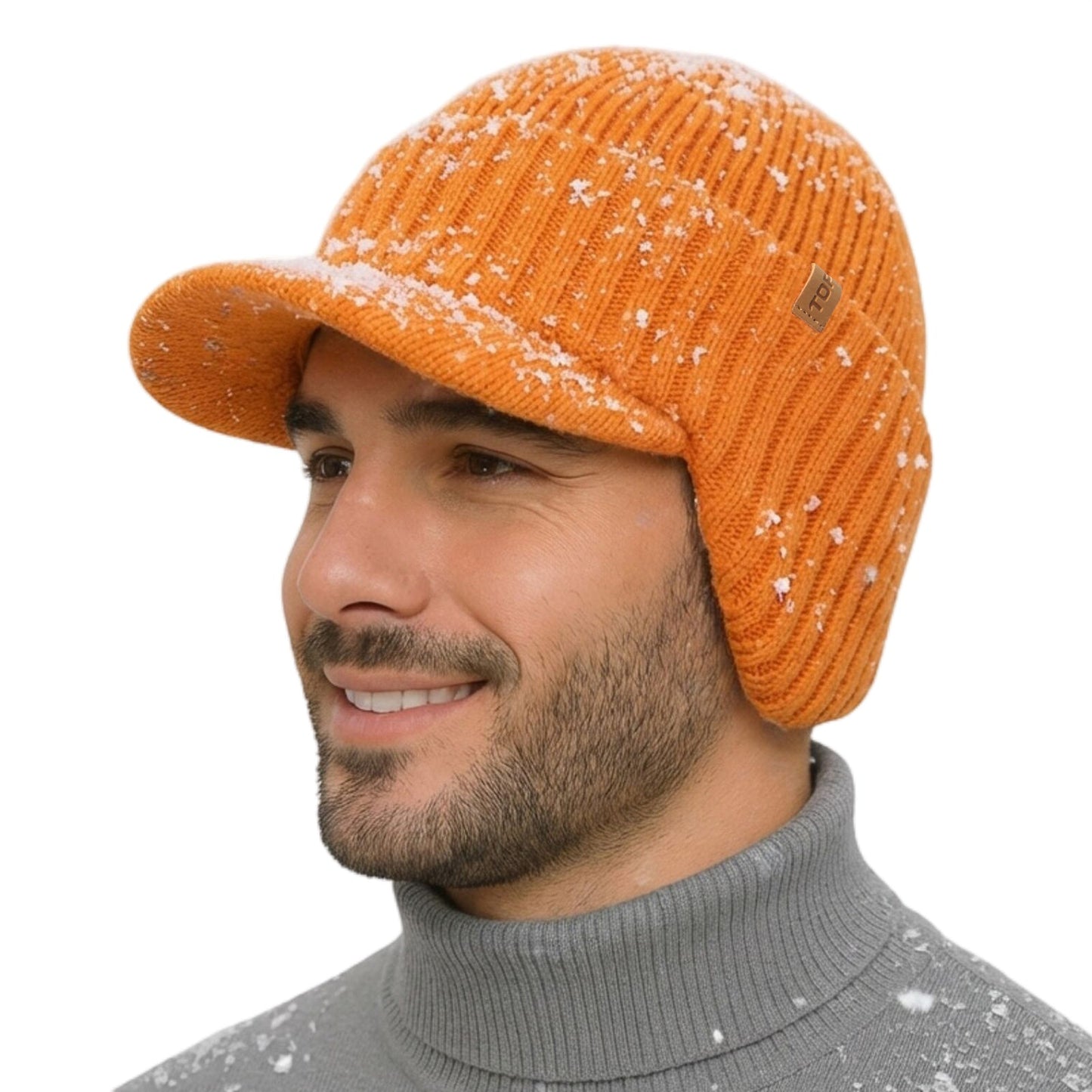 DryKnit™ Waterproof Merino Wool Beanie with Ear Flaps – Fleece Lined Winter Hat with Brim