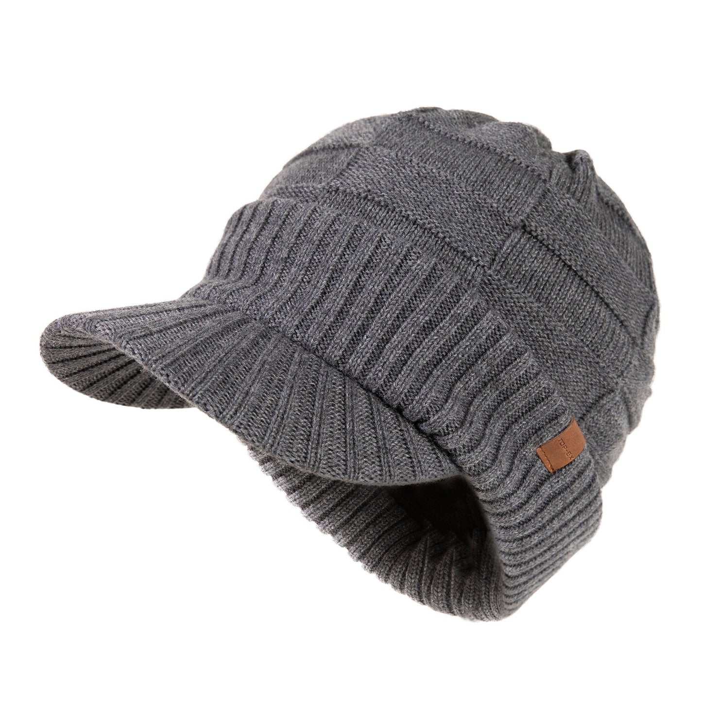 DryKnit™ Waterproof Merino Wool Beanie with Brim – Fleece Lined Winter Hat for Large Heads