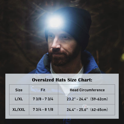 TOP-EX L/XL/XXL Waterproof 50% Merino Wool LED Rechargeable Beanies TOP-EX