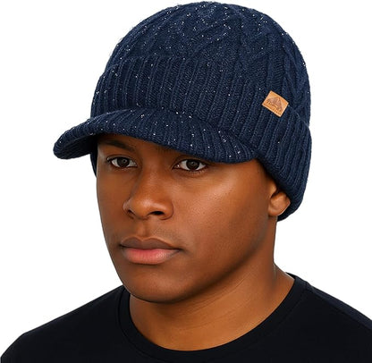DryKnit™ Waterproof Merino Wool Beanie with Brim – Fleece Lined Winter Hat