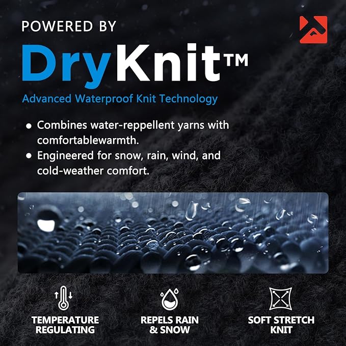 DryKnit™ Waterproof Merino Wool Beanie with Ear Flaps – Fleece Lined Winter Hat