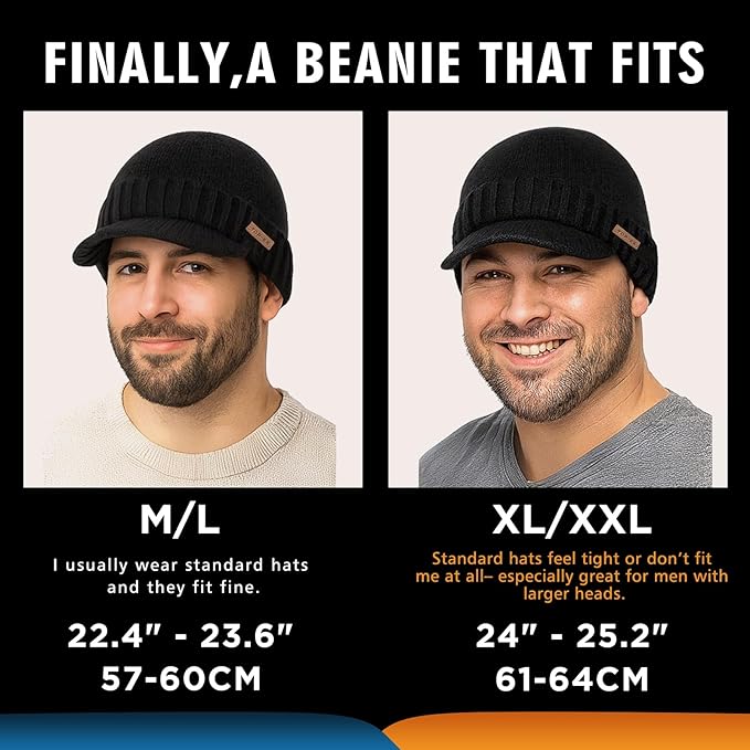 DryKnit™ Waterproof Merino Wool Beanie with Brim – Fleece Lined Winter Hat