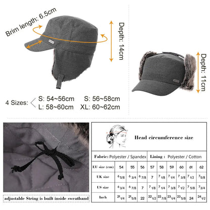 TOP-EX Trapper Hat Earflap Elmer Fudd Military Baseball Cap Winter Warm Unisex TOP-EX